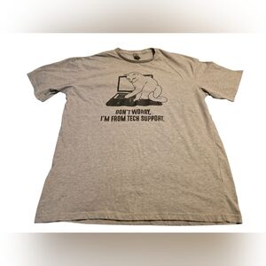 Instant Message Cat Tech Support Gray Graphic Crewneck T-Shirt Size 2XLT EUC